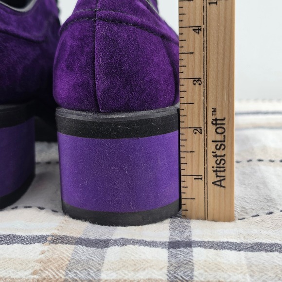 Hush Puppies Purple Suede Leather Platform Oxfords Block Heel 53561 Womens 8.5 M - Picture 10 of 13